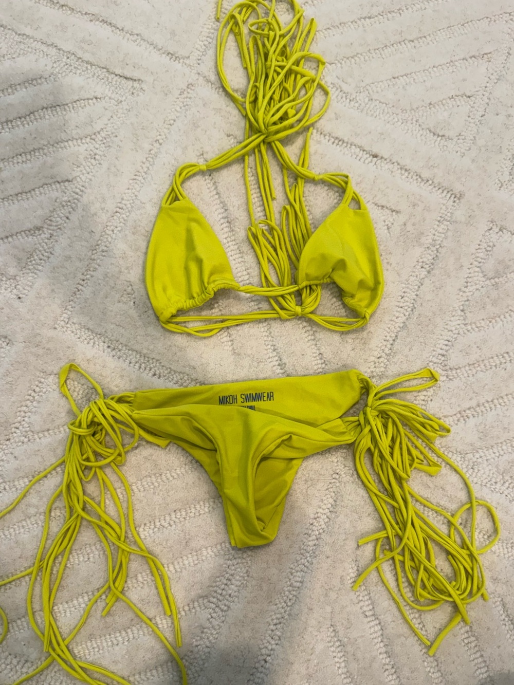 Mikoh Neon Yellow String Triangle Bikini Set